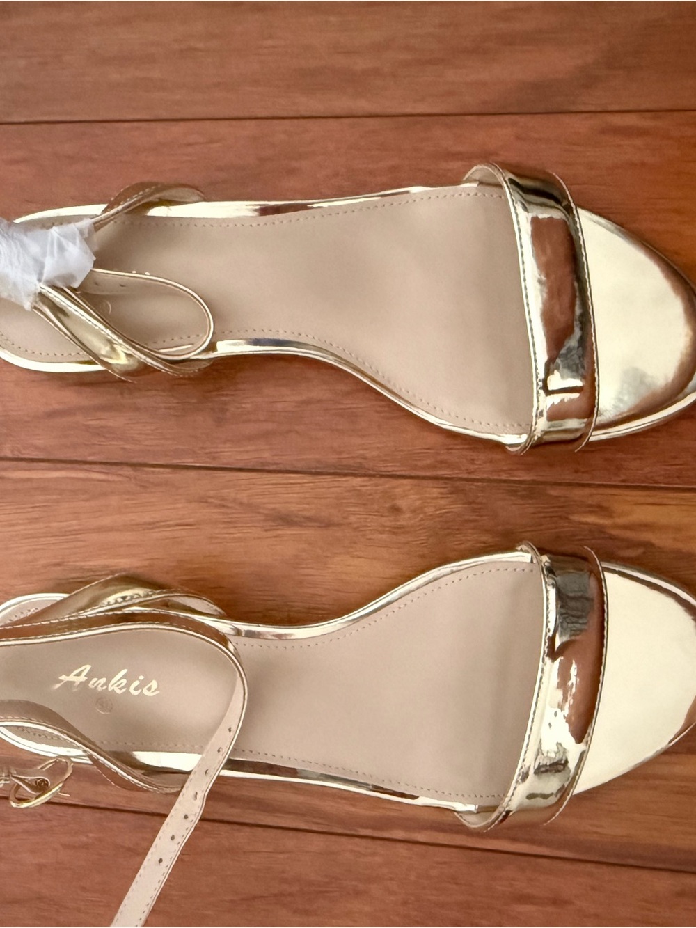 Gold Metallic Ankle-Strap Sandals